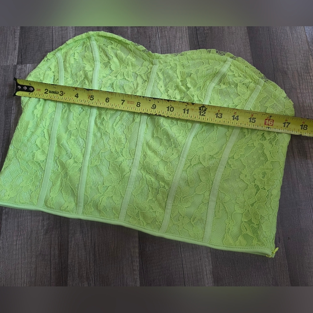 Nwot SOMETHING NEW lime Green Bustier Top Corset Lace Tube XL Mc Queen Y2k New - Picture 7 of 10